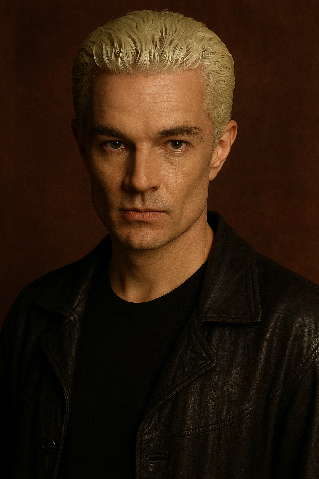 Editorial AI fan art inspired by the character Spike from Buffy the Vampire Slayer. Created as a transformative visual reference within a fictional narrative. All rights to the original character remain with the respective copyright holders.